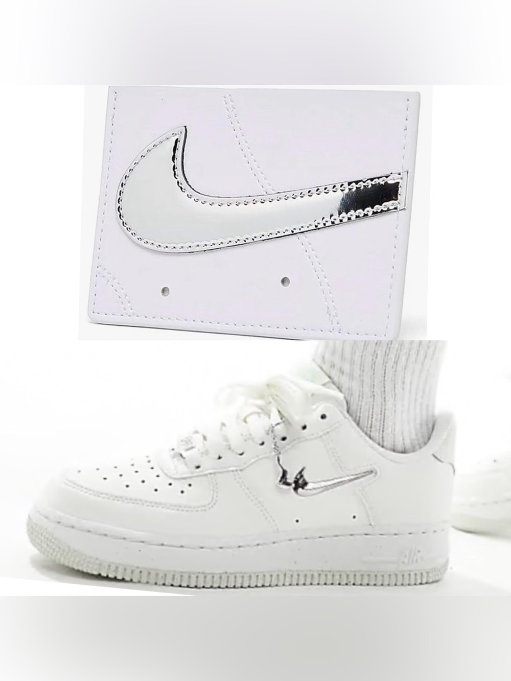 * New Nike Air Force 1 card wallet white silver swoosh